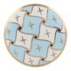 Sky Blue and White Golden Checkerboard Cabinet Knob